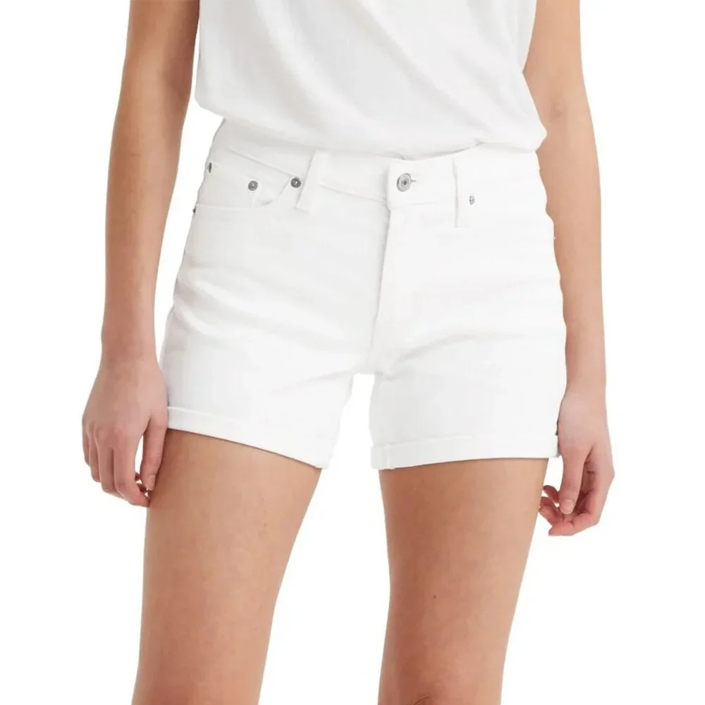 Levi's Women 30 Mid-Length Cuffed Jean Shorts Slim Fit Stretch Denim 4.5